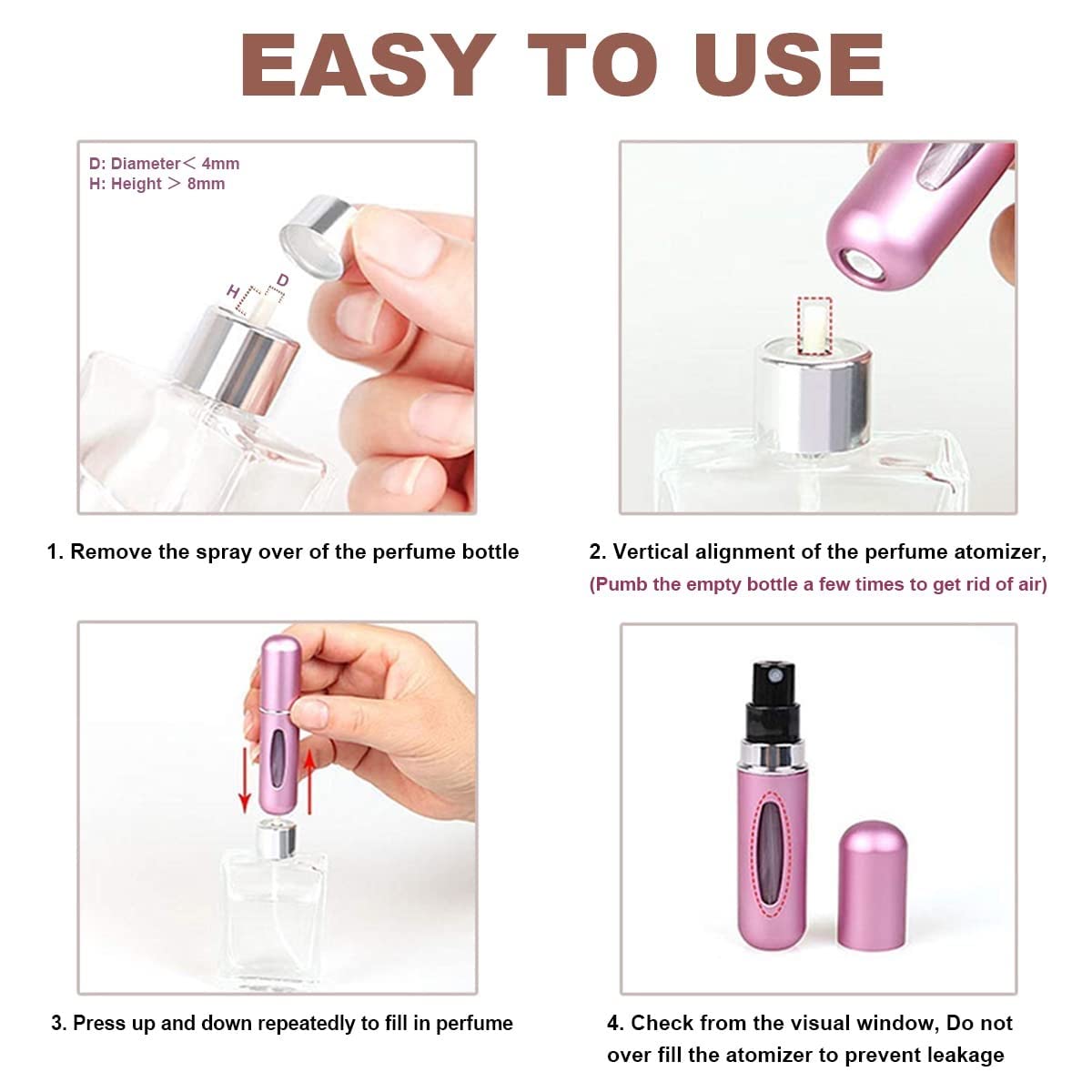 Portable Mini Perfume Refillable Atomizer Container Spray Bottle Scent Pump Empty Spray Bottle for Traveling and Outgoing(5 ml)