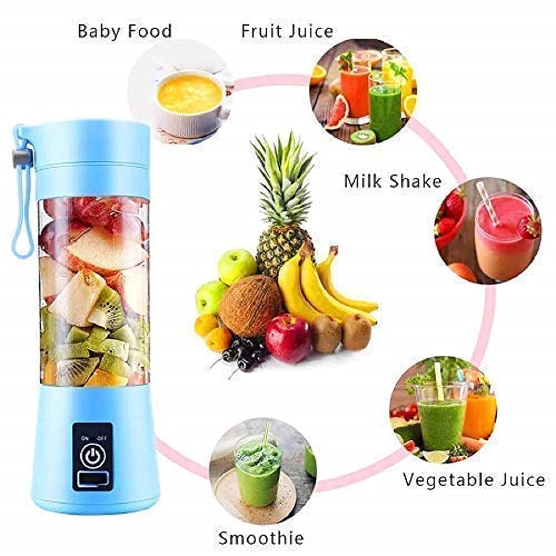 6 Blade USB Juicer Power Up Your Health Portable USB Blender Grind, Travel, Baby Food