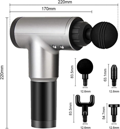 Fascial Massage Gun - Deep Tissue Muscle Massager for Full Body Pain Relief, Neck, Back, Shoulders, Feet, 4 Interchangeable Heads, Rechargeable & Quiet Design for Men & Women