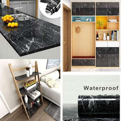 Vinyl Marble Wallpaper Peel and Stick Waterproof Wallpaper -  Marble Black