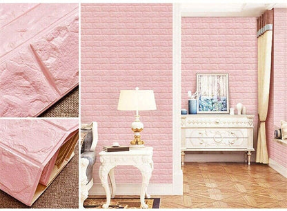 Foam Brick Design 3D Wall Stickers/Wallpaper - Pink