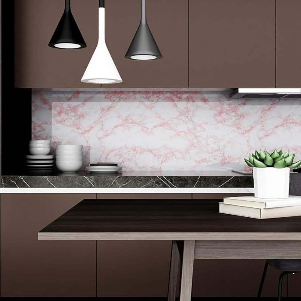 Vinyl Marble Wallpaper Peel and Stick Waterproof Wallpaper -  Marble Pink