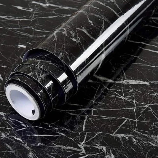 Vinyl Marble Wallpaper Peel and Stick Waterproof Wallpaper -  Marble Black