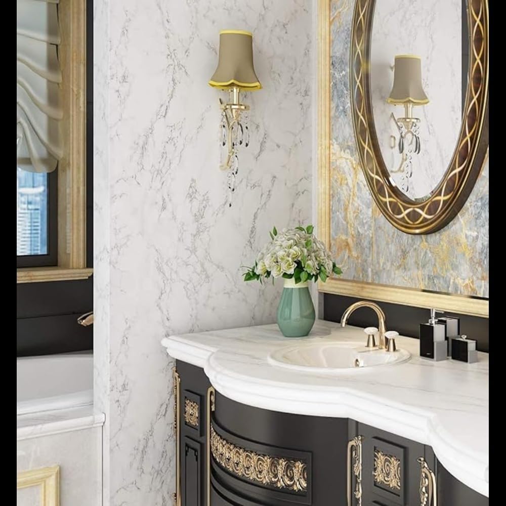 Vinyl Marble Wallpaper Peel and Stick Waterproof Wallpaper -  Marble White