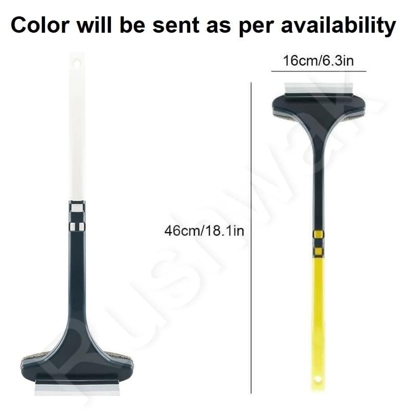 2-in-1 Window Cleaning Brush Double-Sided Net & Wiper, Extended Handle - Multi-Color