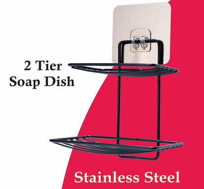 MS Wall Mounted Double Layer Soap Dish Holder - Effortless Bathroom Elegance!