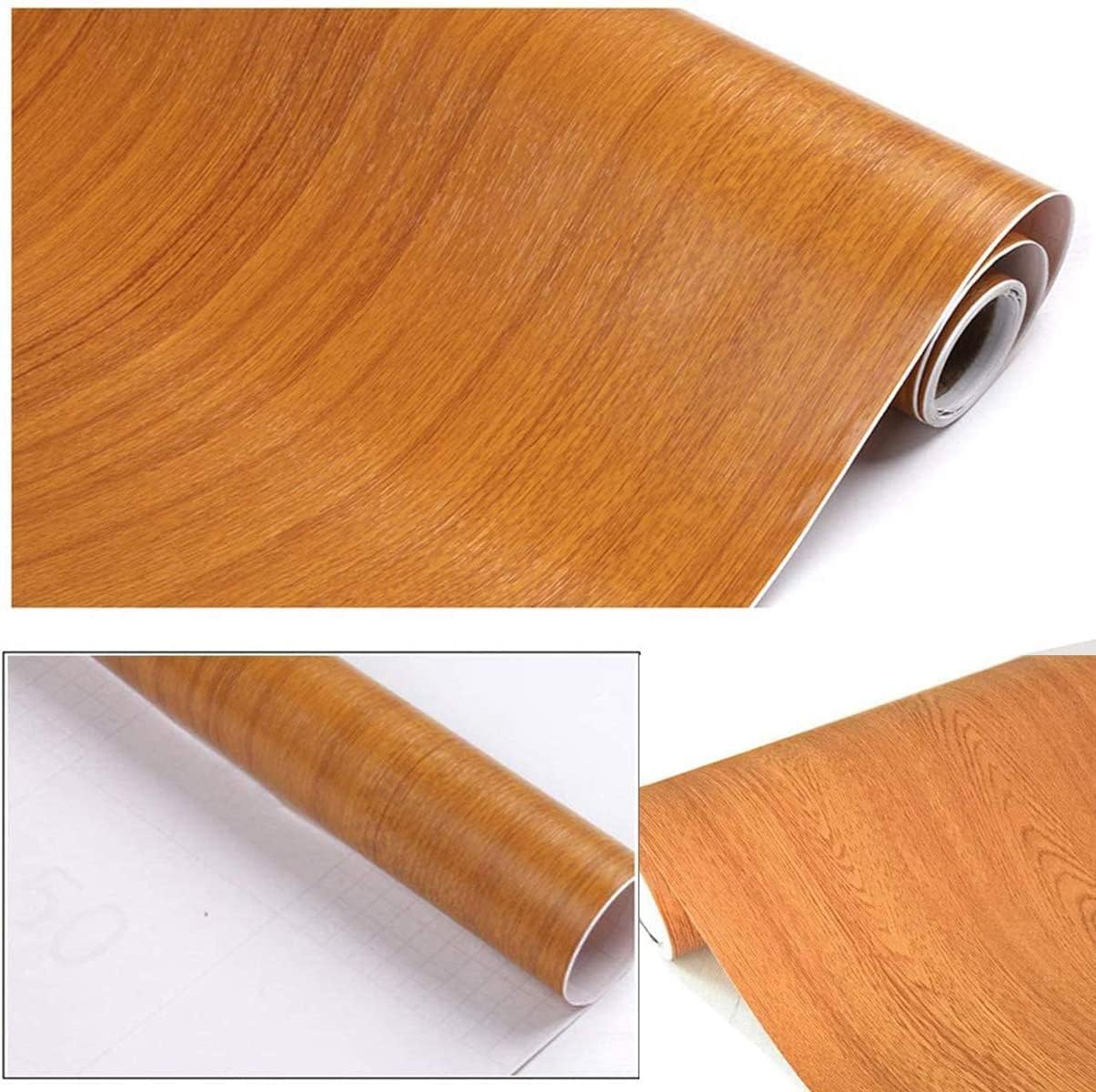 Vinyl Wallpaper Peel and Stick Waterproof Wallpaper -  Light Wood Brown