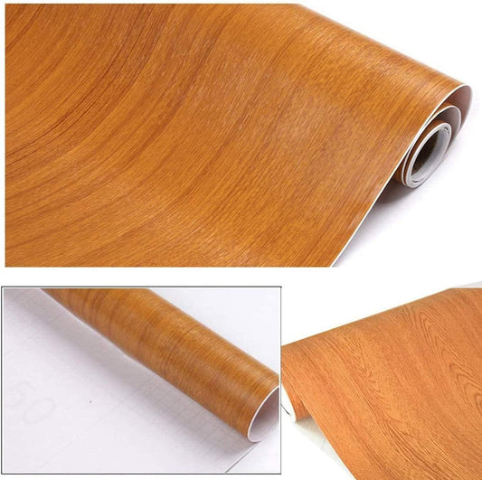 Vinyl Wallpaper Peel and Stick Waterproof Wallpaper -  Light Wood Brown