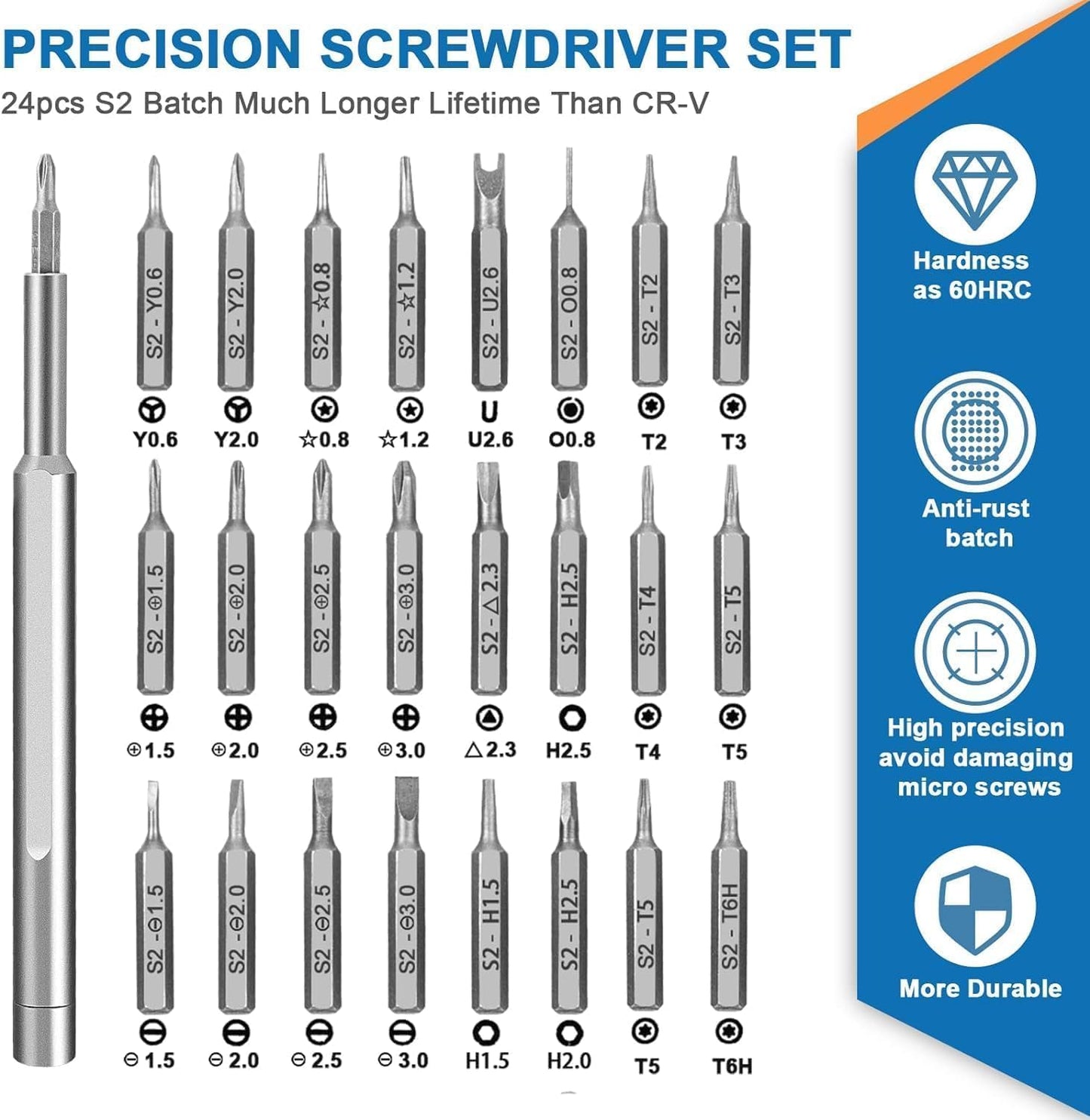 24 in 1 Precision Screwdriver Set with Magnetic Driver Professional Toolkit