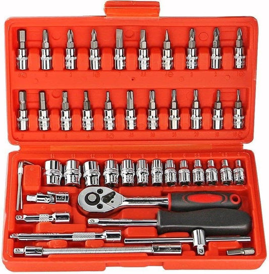 46 In 1 Pcs Tool Kit For Home Use Spanner Set Socket Set Wrench Set Bike Tool Kit Set Pana Set