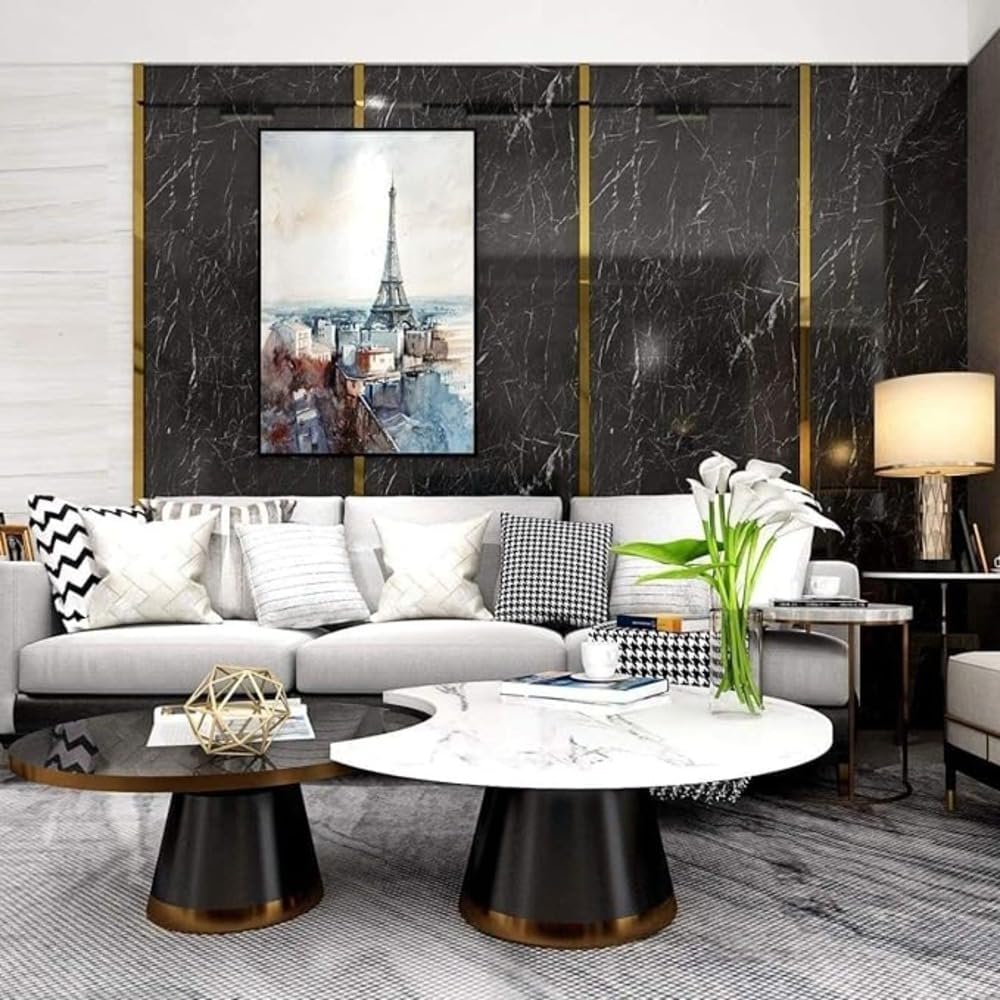 Vinyl Marble Wallpaper Peel and Stick Waterproof Wallpaper -  Marble Black