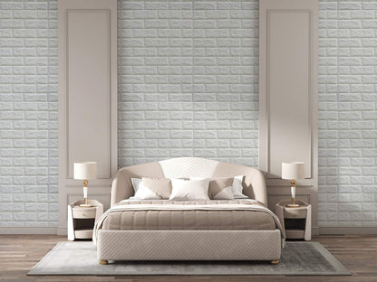 Foam Brick Design 3D Wall Stickers/Wallpaper - White