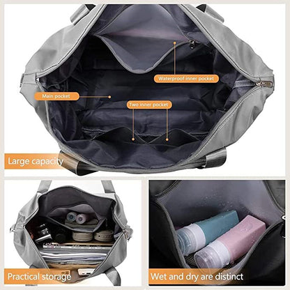 Blue Foldable Travel Duffel Bag, Shopping bag with front pocket Lightweight Waterproof Carry on Luggage Bag