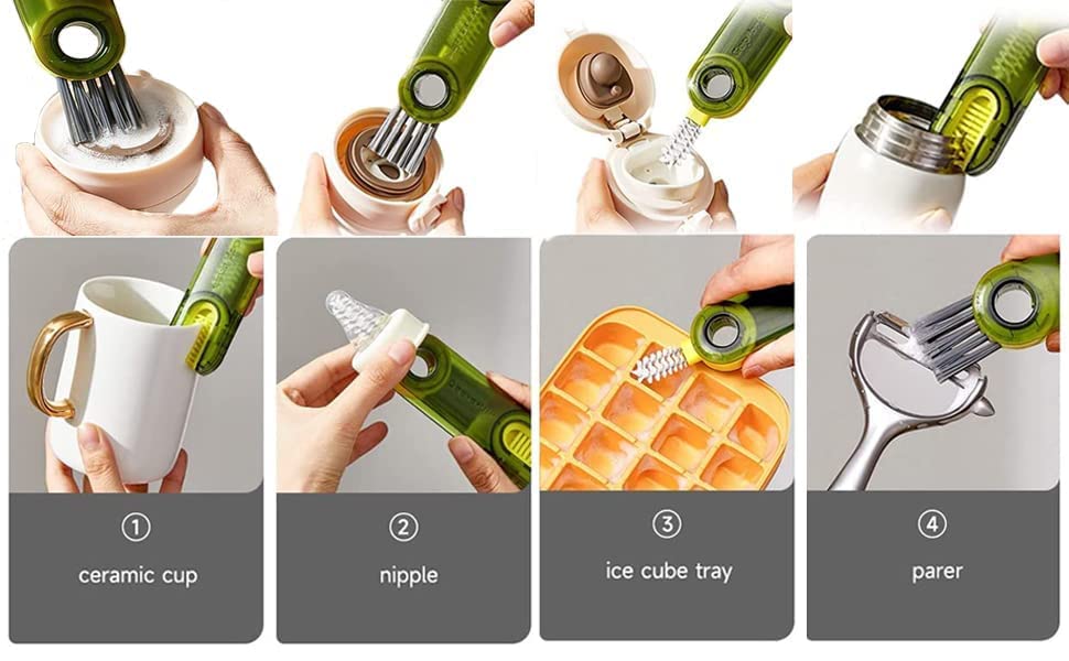 3-in-1 Cup Lid Gap Cleaning Brush to clean various parts of cups, bottles, and containers