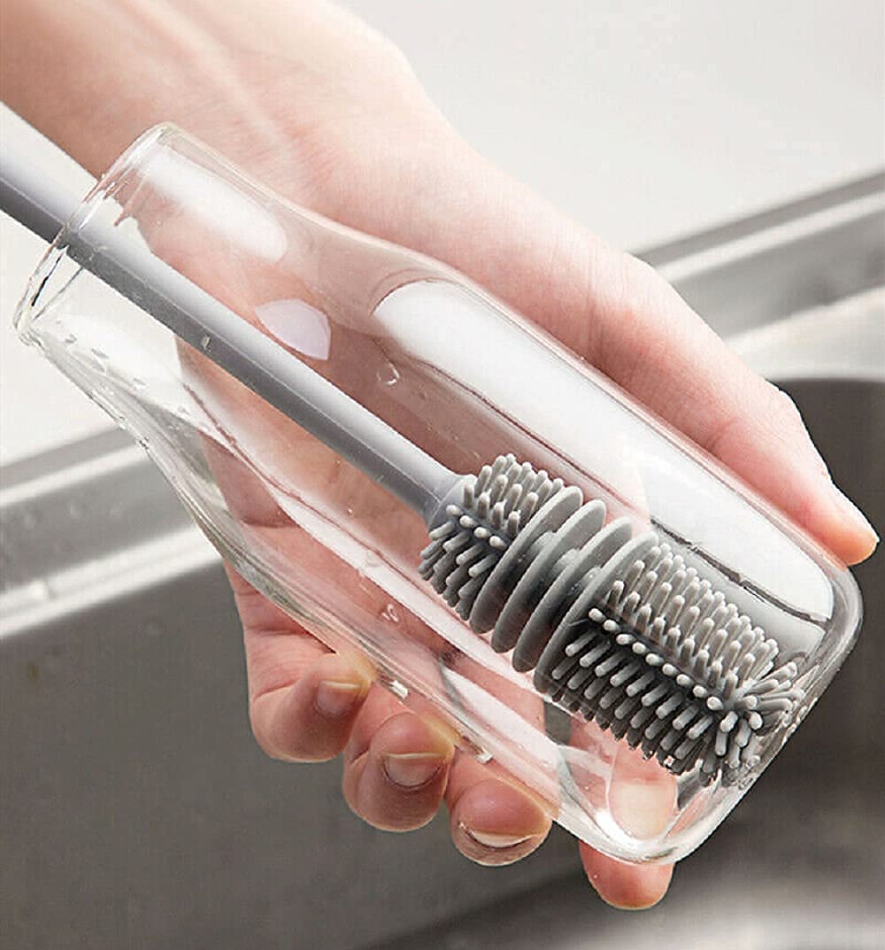 Silicone Baby Bottle Cleaner Brush with long handle for cleaning narrow-necked bottles