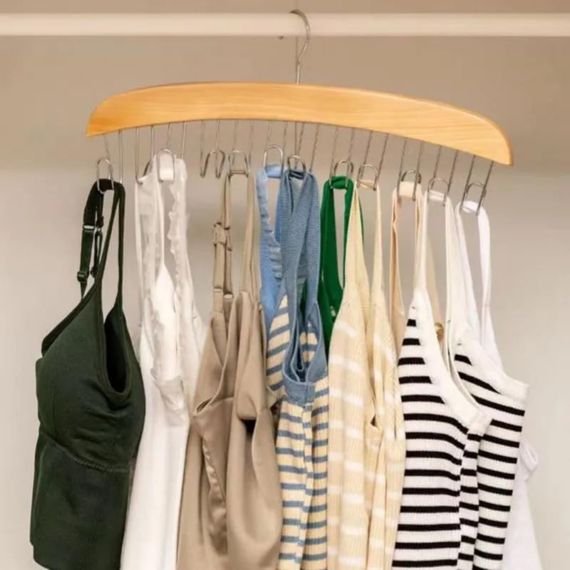 Tie Hanger with 8 Hooks – Multipurpose Wooden Hanger for Wardrobe – Belt, Scarf, Bra & Accessory Organizer 1 Piece