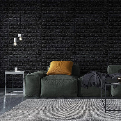 Foam Brick Design 3D Wall Stickers/Wallpaper - Black