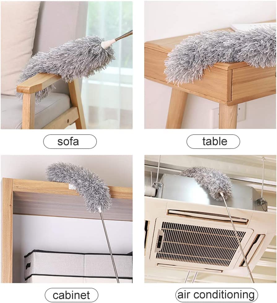 100 Inch Microfiber Feather Duster with Extendable Pole Handle for high areas, window blinds,