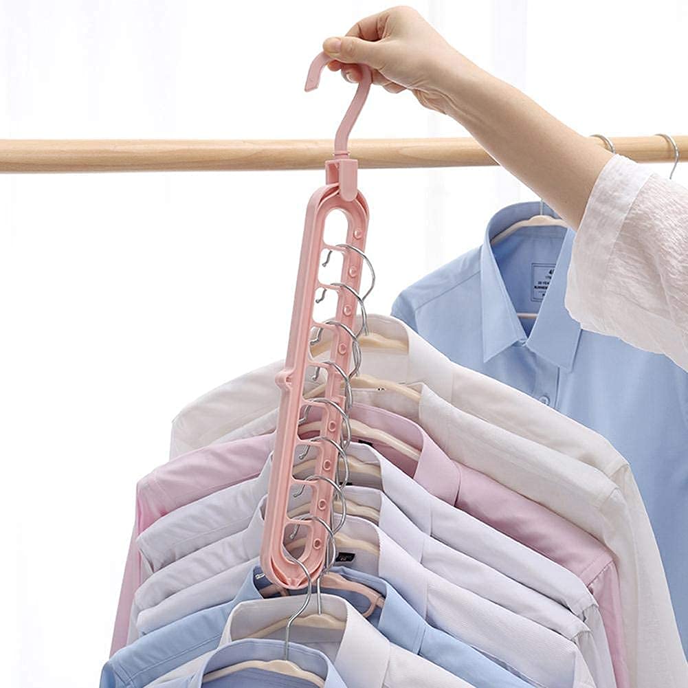 9-Hole Rotating Wardrobe Organizer Hangers with Anti-Skid Design Space-Saving  1pcs random colour