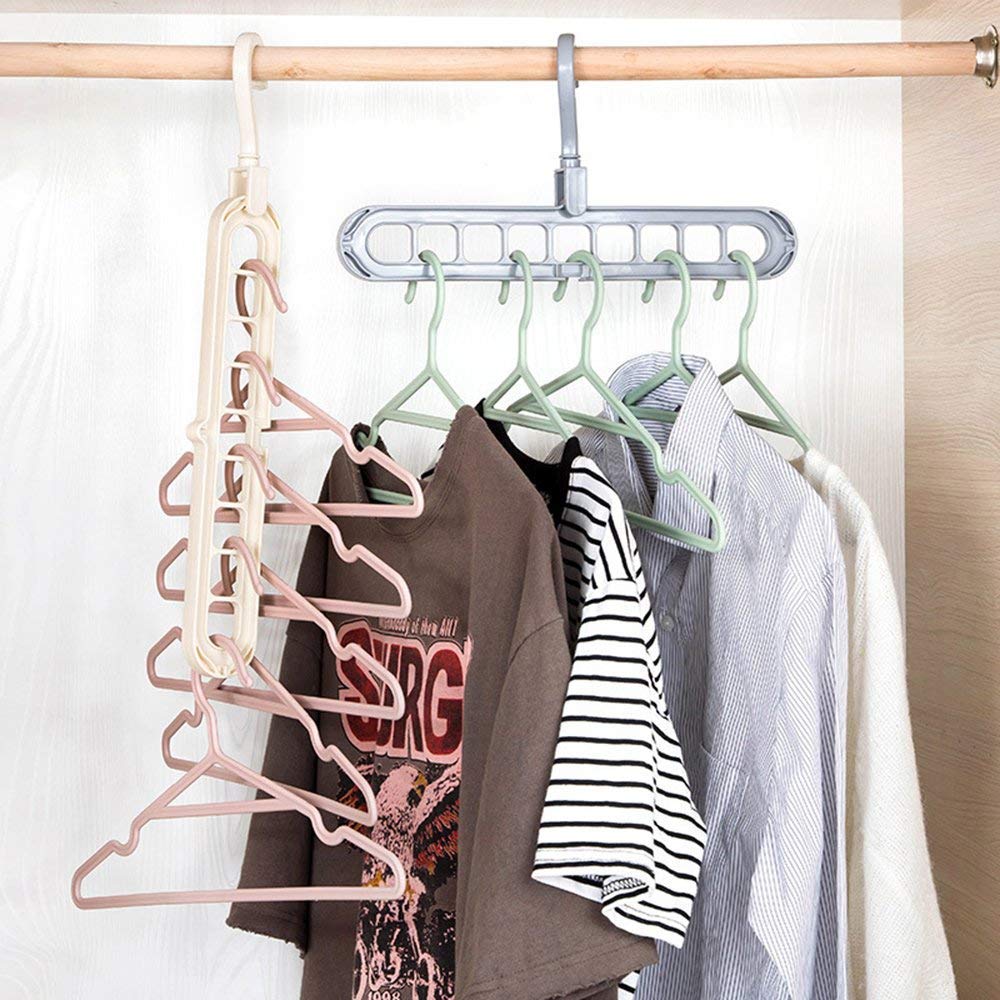 9-Hole Rotating Wardrobe Organizer Hangers with Anti-Skid Design Space-Saving  1pcs random colour