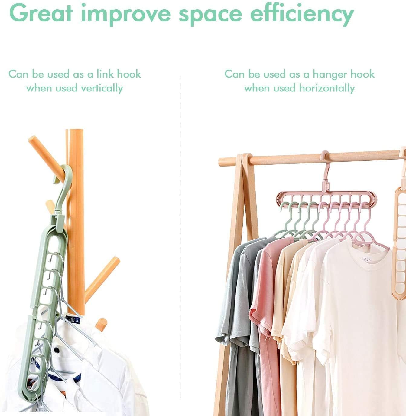 9-Hole Rotating Wardrobe Organizer Hangers with Anti-Skid Design Space-Saving  1pcs random colour