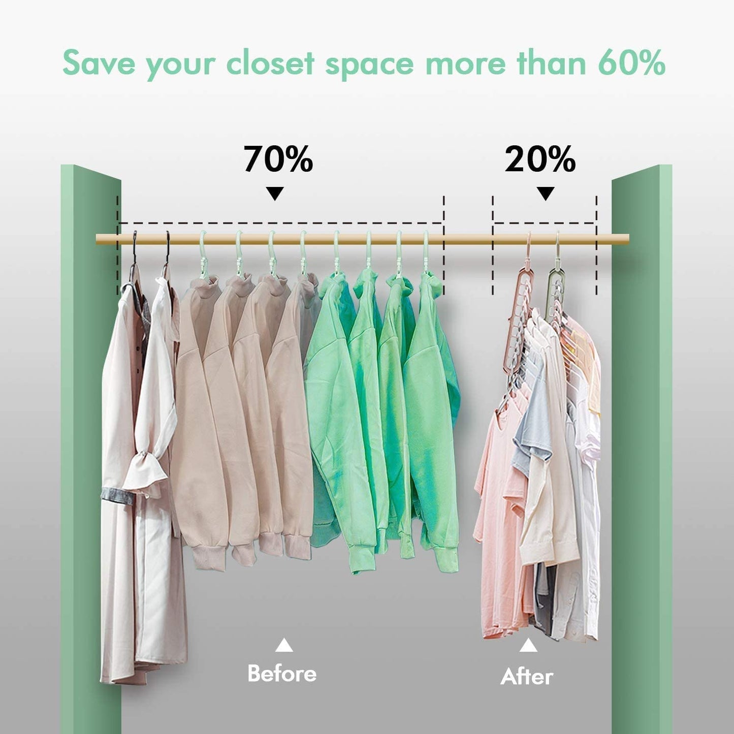 9-Hole Rotating Wardrobe Organizer Hangers with Anti-Skid Design Space-Saving  1pcs random colour