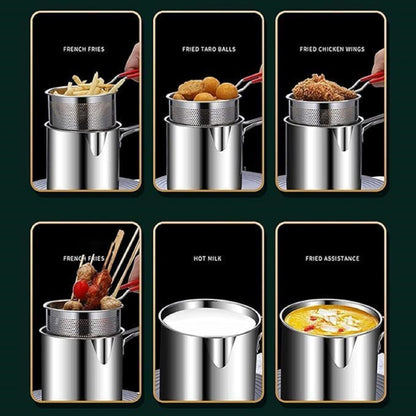 Stainless Steel Deep Fryer Pot with Long Handle Mini deep Oil Fryer