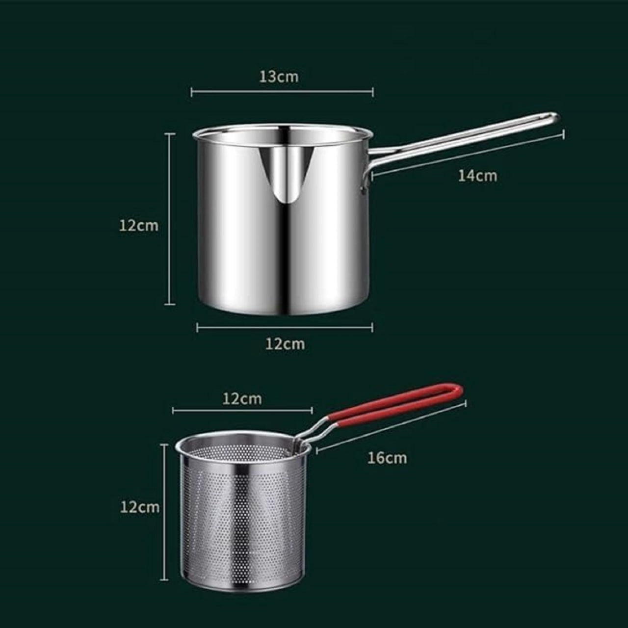 Stainless Steel Deep Fryer Pot with Long Handle Mini deep Oil Fryer