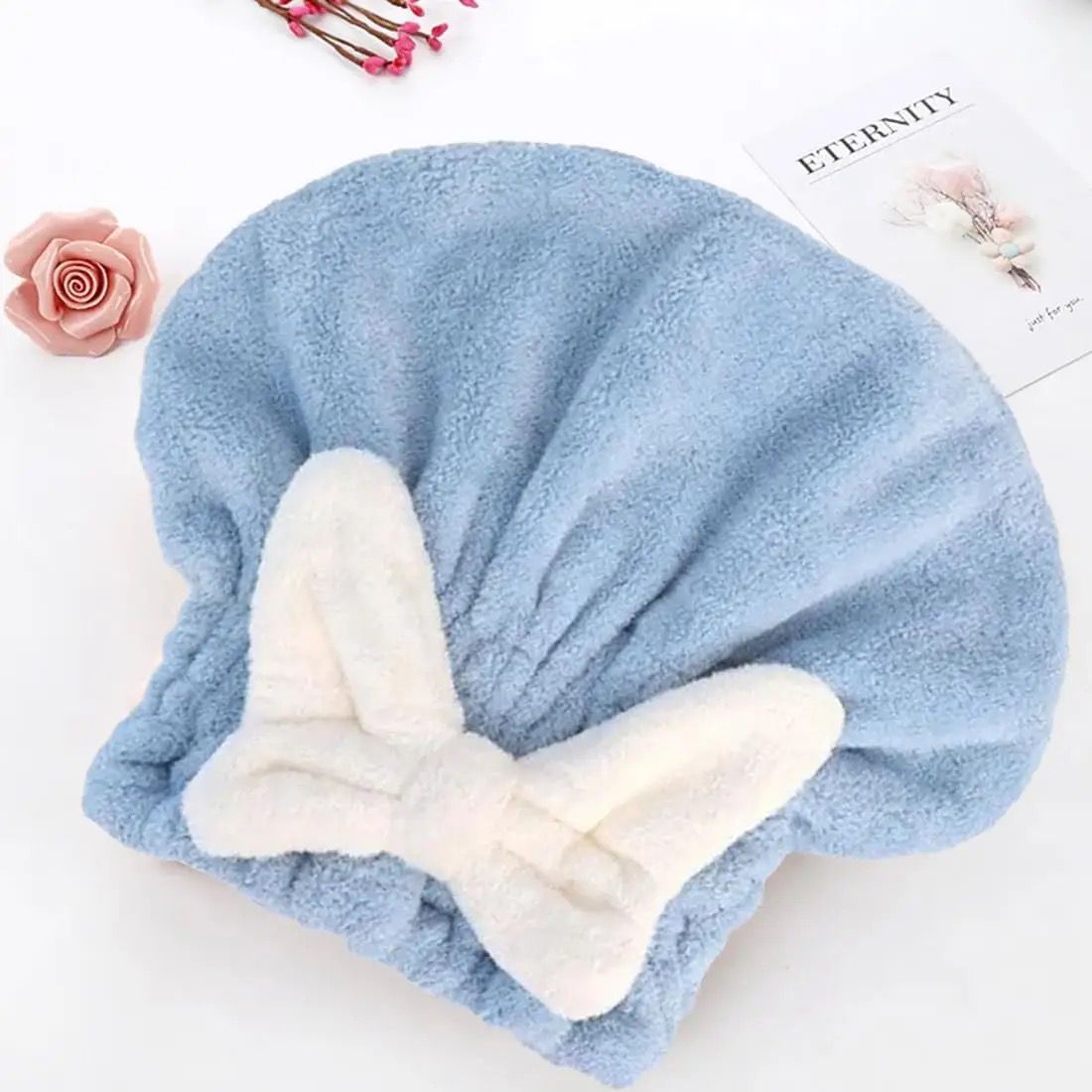 Hair Towel Wrap Absorbent Quick Hair-Drying with Bow Cotton Microfiber Hair Easy Wrap for Wet Hair Fast Dry Towel/Soft Cap Turban (1 Pcs,Multicolor)