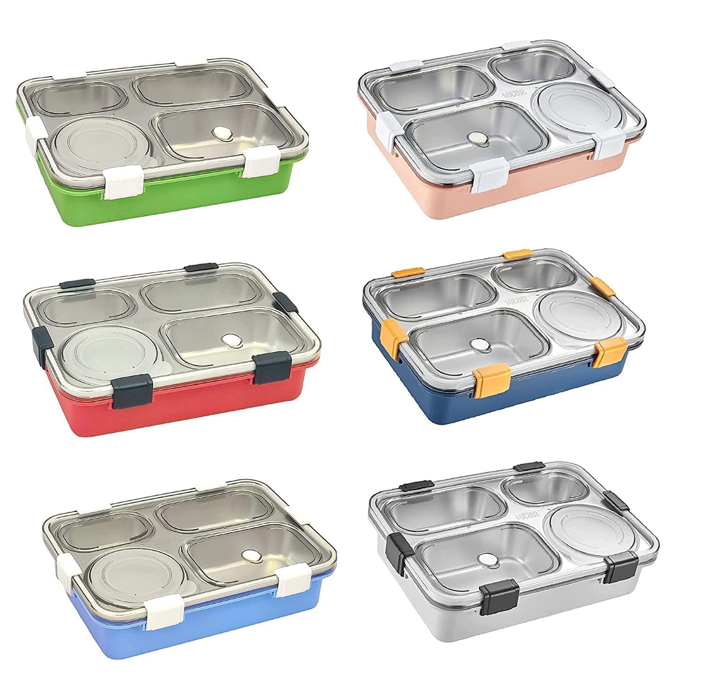 Stainless Steel 4 Compartment Leak Proof Lunch Box