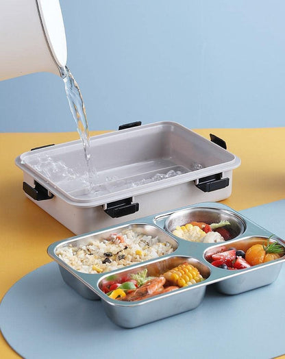 Stainless Steel 4 Compartment Leak Proof Lunch Box