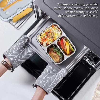 3 COMPARTMENT TRANSPARENT STAINLESS STEEL LUNCH BOX