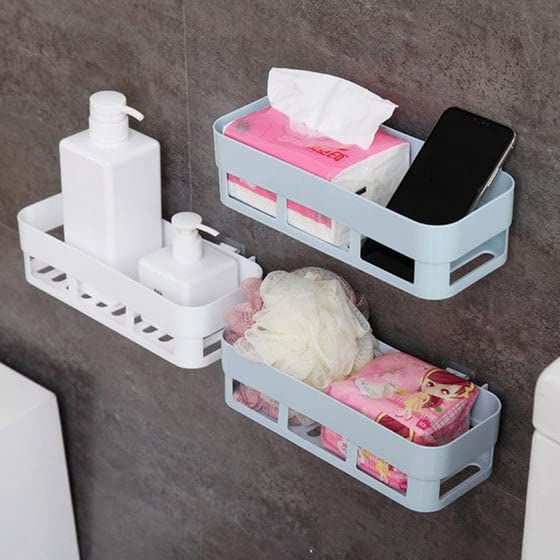 Plastic Wall Shelves With Magic Stickers for Kitchen and Bathroom