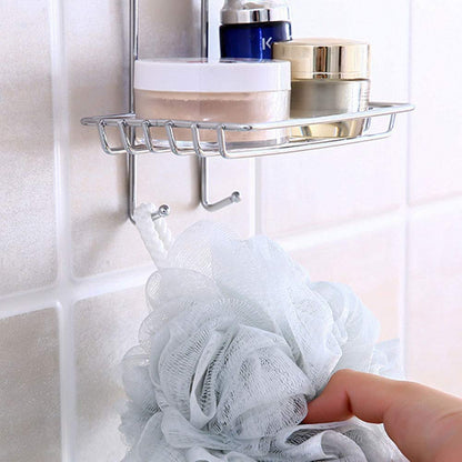 Dual Layer Stainless Steel Soap Dish with Hanging Hook 1pcs