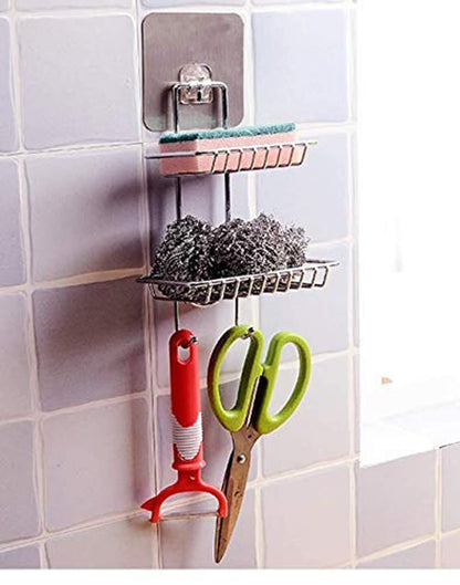 Dual Layer Stainless Steel Soap Dish with Hanging Hook 1pcs