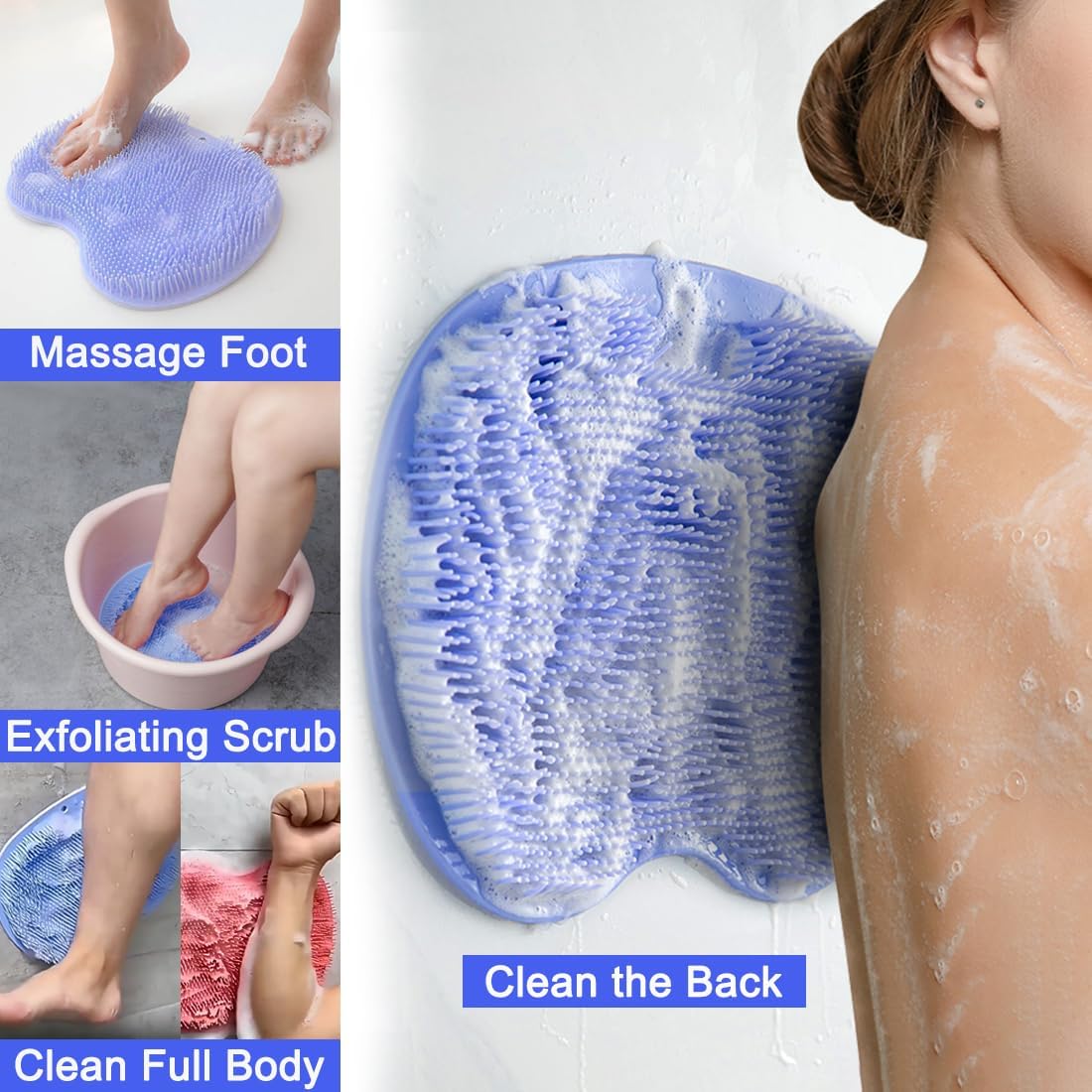 Hands-Free Shower Silicon Foot & Back Scrubber Mat for Luxurious Bathing Experience