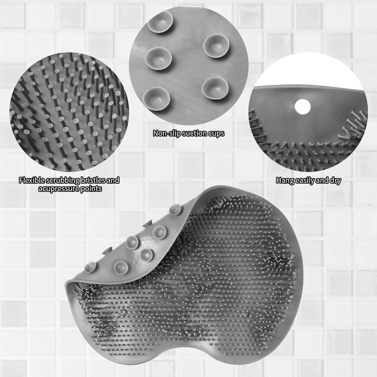 Hands-Free Shower Silicon Foot & Back Scrubber Mat for Luxurious Bathing Experience