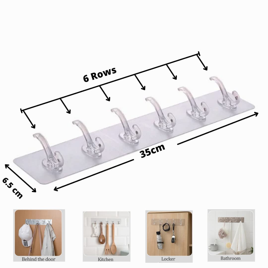 6-in-1 Self-Adhesive Heavy Duty Wall Hook 1pcs