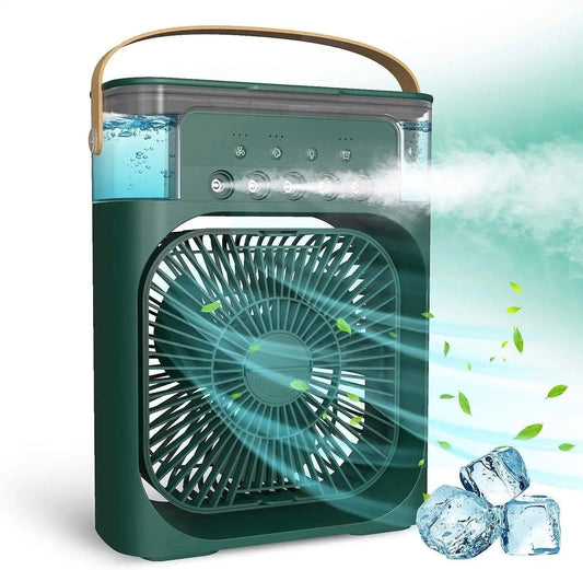 Portable Air Conditioner Fan, 500 ml Water Tank USB Personal Cooler, Mini Humidifier Fan with 7 Colors LED Light