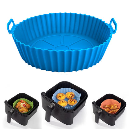 Air Fryer Silicone Liners Nonstick Reusable 8 Inch Basket Tray | Heat Resistant, Easy-Clean Insert for 3qt to 5qt Air Fryers | Oven & Cooking Accessories - Multicolor