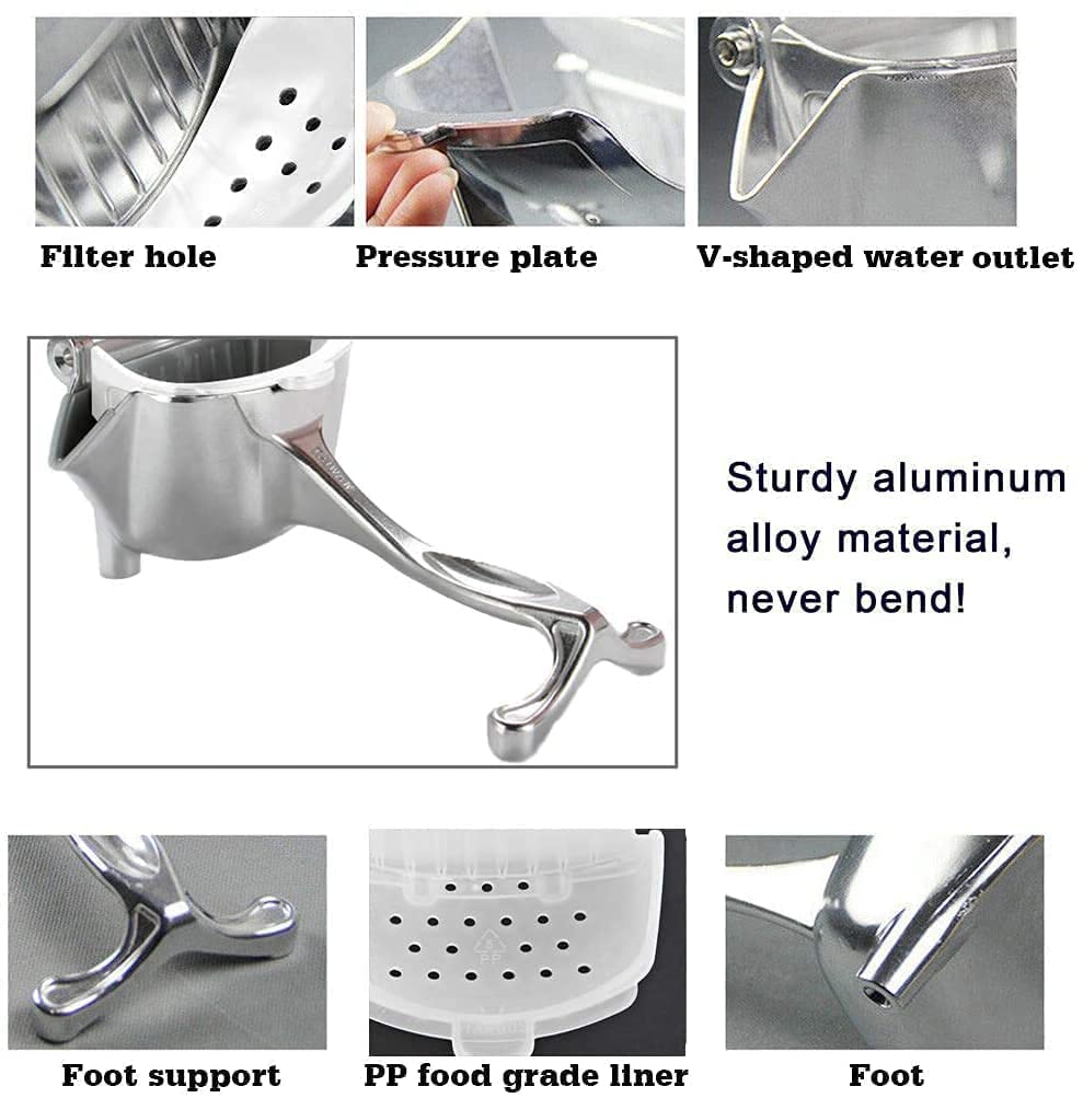 Aluminium Manual Fruit Juicer: Heavy Duty Hand Squeezer for Citrus, Orange, Lemon, Lime - BPA-Free, Durable Alloy (Aluminium)