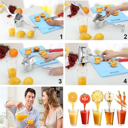 Aluminium Manual Fruit Juicer: Heavy Duty Hand Squeezer for Citrus, Orange, Lemon, Lime - BPA-Free, Durable Alloy (Aluminium)