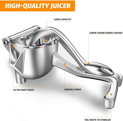 Aluminium Manual Fruit Juicer: Heavy Duty Hand Squeezer for Citrus, Orange, Lemon, Lime - BPA-Free, Durable Alloy (Aluminium)