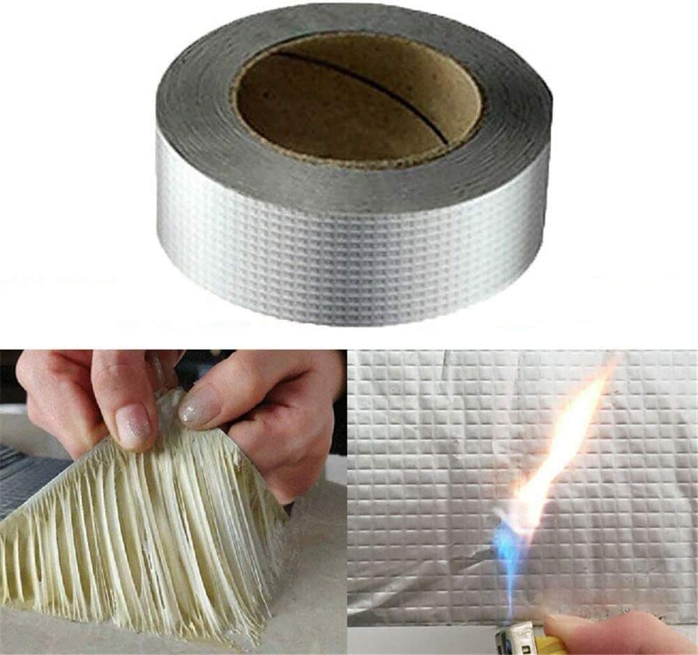 Waterproof Silver Tape for Pipe Leakage Roof Aluminum Foil Tape, Adhesive Tape Sealing Butyl Rubber Tape for Surface Crack, Pipe Rupture (5cmx5m-1PS) (1), Silver