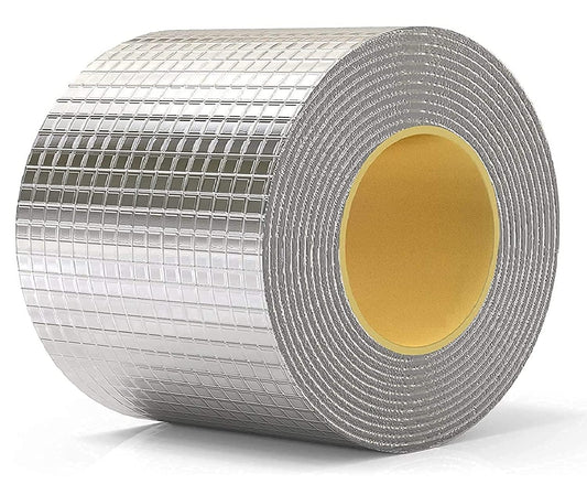 4 Inch Waterproof Silver Tape for Pipe Leakage Roof Aluminum Foil Tape, Adhesive Tape Sealing Butyl Rubber Tape for Surface Crack, Pipe Rupture (10cmx5m-1PS) (1), Silver (Copy)