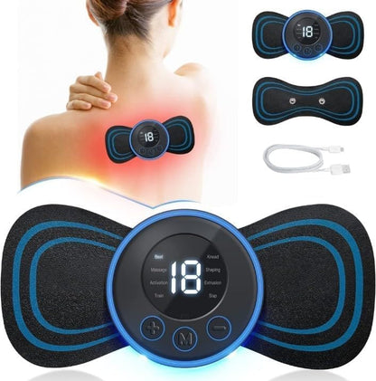 Full Body Mini Butterfly Massager with 8 Modes & 19 Levels - Electric Rechargeable EMS Patch for Pain Relief in Neck, Shoulders, Arms & Legs