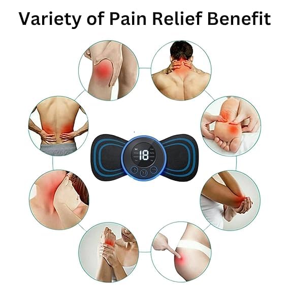 Full Body Mini Butterfly Massager with 8 Modes & 19 Levels - Electric Rechargeable EMS Patch for Pain Relief in Neck, Shoulders, Arms & Legs