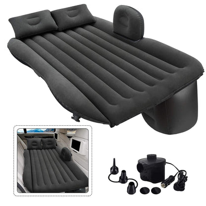 Car Inflatable Bed with Pump & 2 Air Pillow Quick Inflatable Back Seat Bed Car Inflatable Mattress Car Bed Mattress - BLACK