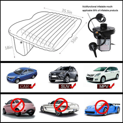 Car Inflatable Bed with Pump & 2 Air Pillow Quick Inflatable Back Seat Bed Car Inflatable Mattress Car Bed Mattress - BLACK