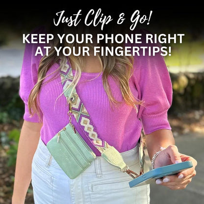 Clip & Go Phone Strap with Zipper Wallet Pouch – Crossbody Phone Chain for Hands-Free Convenience